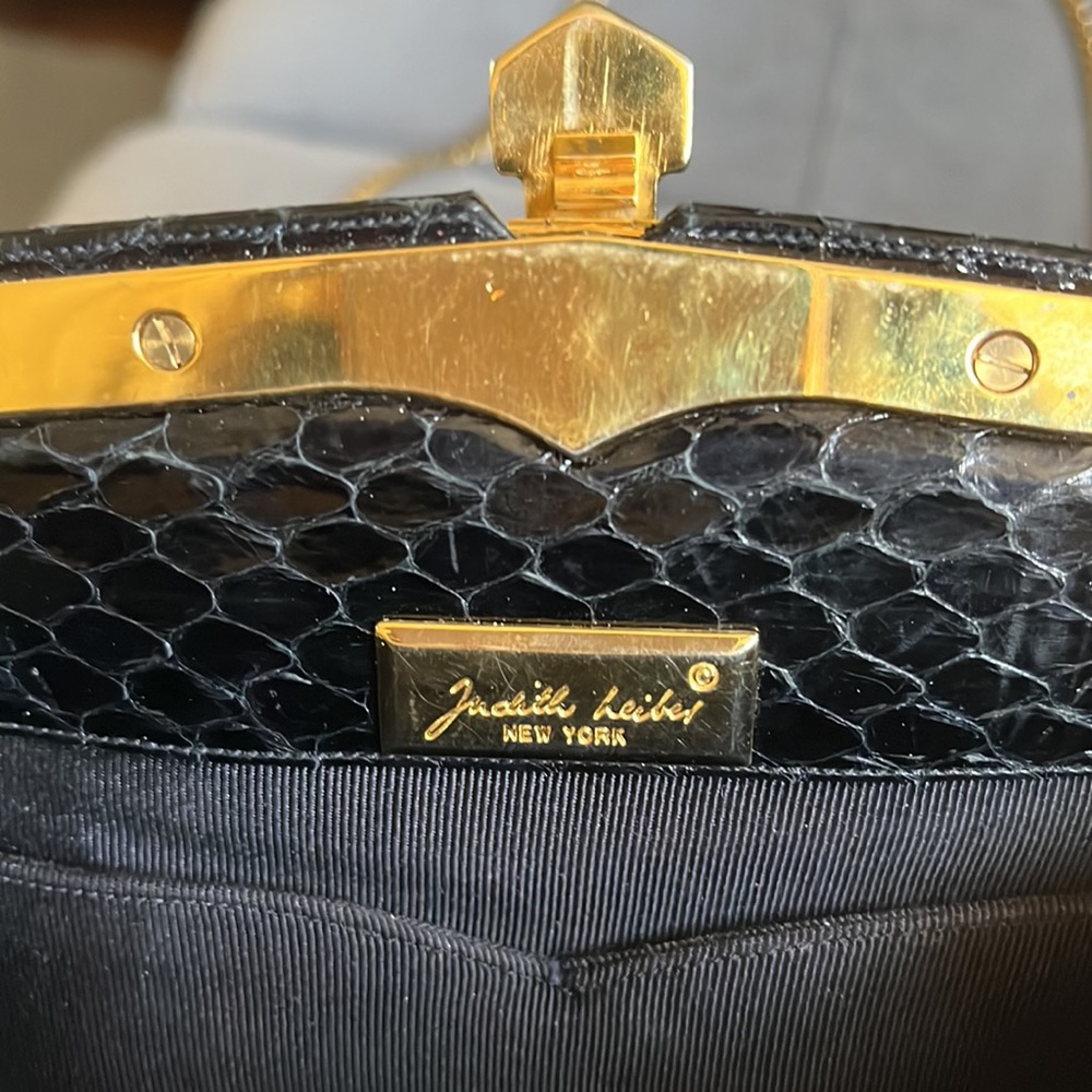 Authentic Vintage Black Python Judith Leiber Even… - image 2